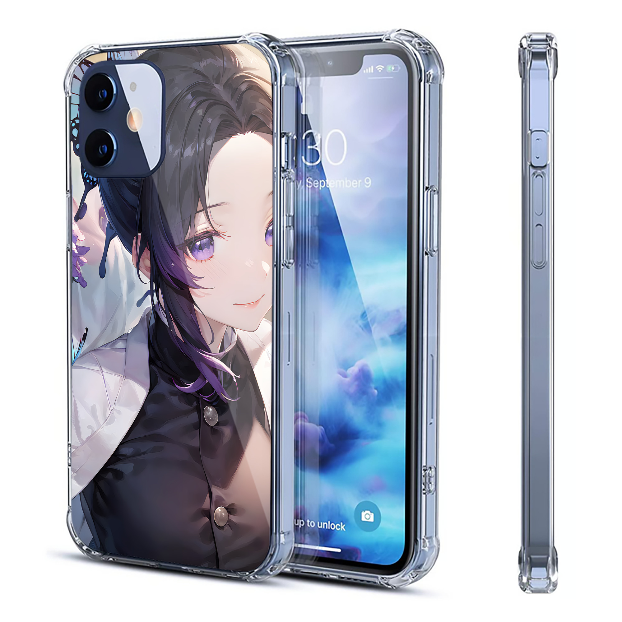 （画像用） 鬼滅の刃（きめつのやいば）蟲柱-胡蝶 しのぶ／こちょう しのぶ Kochou Shinobu 【iPhone 12シリーズ対応】透明スマホケース（クリアソフトケース）